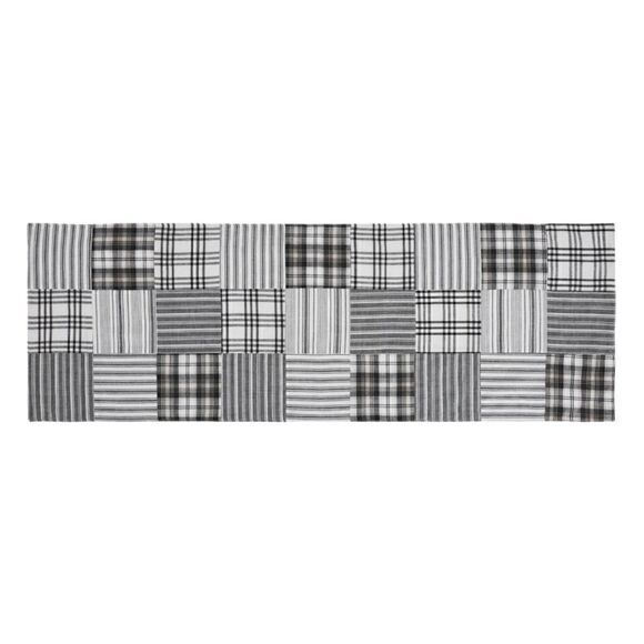 Farmhouse Patchwork Black Gray Plaid Stripe Table Runner Country Shabby Chic - Picture 2 of 4